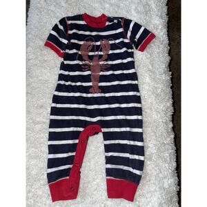 Hatley boys sz. 6/12 month navy & red lobster design romper. Adorable